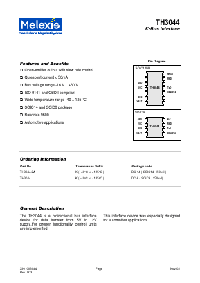 TH3044 Datasheet PDF Melexis Microelectronic Systems 