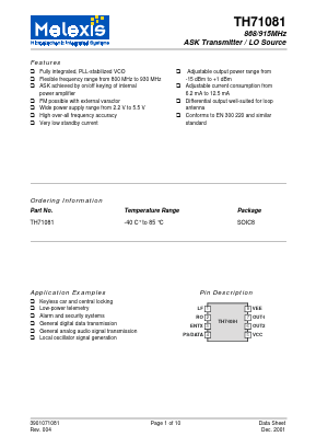 TH71081 Datasheet PDF Melexis Microelectronic Systems 