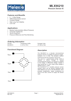 MLX90210 Datasheet PDF Melexis Microelectronic Systems 