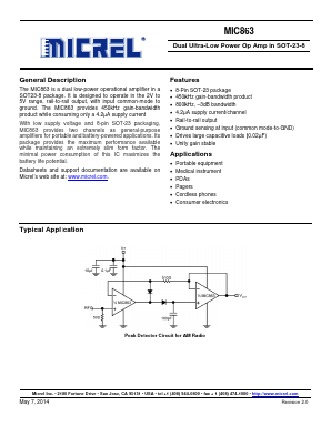 MIC863 Datasheet PDF Micrel