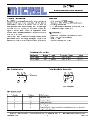 LMC7101 Datasheet PDF Micrel