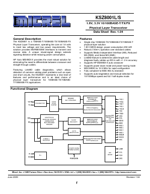 KSZ8001LI Datasheet PDF Micrel