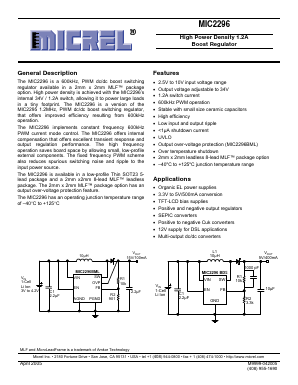 MIC2296 Datasheet PDF Micrel