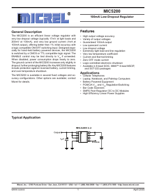 MIC5200-3.3YS Datasheet PDF Micrel