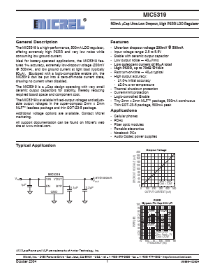 MIC5319YML Datasheet PDF Micrel