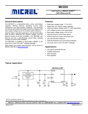 MIC5325-1.5YMT Datasheet PDF Micrel