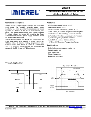MIC803-44D3VC3 Datasheet PDF Micrel