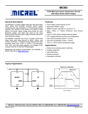 MIC803-46D2VC3 Datasheet PDF Micrel