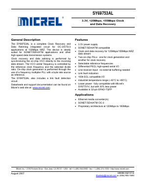 SY69753ALHG Datasheet PDF Micrel