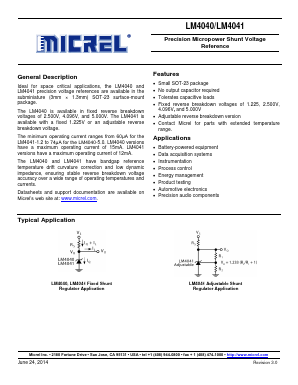 LM4040DYM3-2.5 Datasheet PDF Micrel