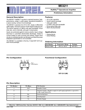MIC6211BM5 Datasheet PDF Micrel