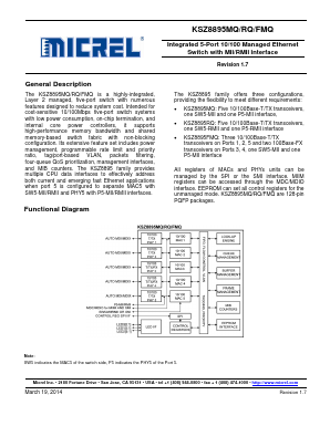 KSZ8895MQI Datasheet PDF Micrel