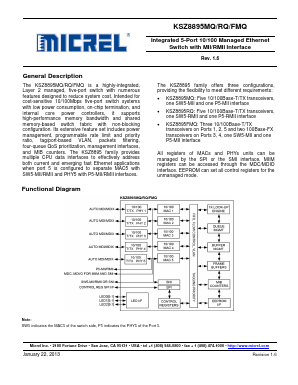 KSZ8895MQ Datasheet PDF Micrel