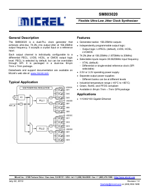 SM803020UMY Datasheet PDF Micrel