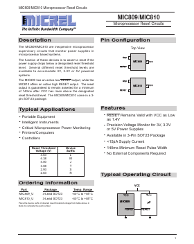 MIC809_U Datasheet PDF Micrel