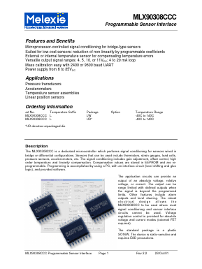 MLX90308CCCLLW Datasheet PDF Micro Electronics