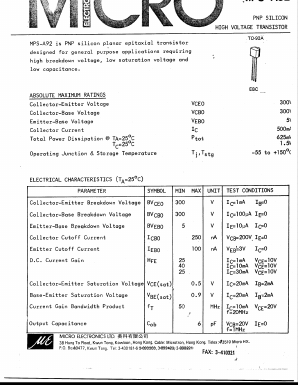 MPS-A92 Datasheet PDF Micro Electronics