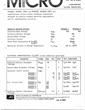 MPS6520 Datasheet PDF Micro Electronics