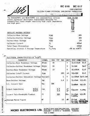 BC516 Datasheet PDF Micro Electronics