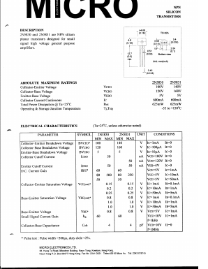 2N5831 Datasheet PDF Micro Electronics