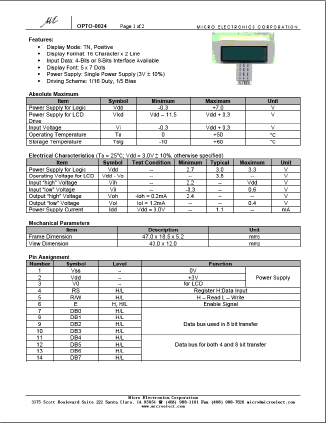 OPTO-0024 Datasheet PDF Micro Electronics