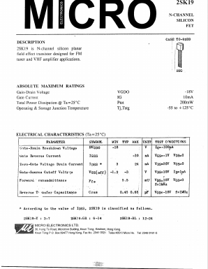 2SK19 Datasheet PDF Micro Electronics