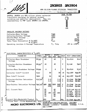 2N3903 Datasheet PDF Micro Electronics