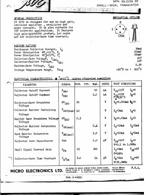 2N5179 Datasheet PDF Micro Electronics