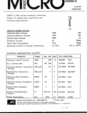 2SA673 Datasheet PDF Micro Electronics