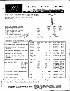 BC487 Datasheet PDF Micro Electronics