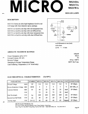 MS31WA Datasheet PDF Micro Electronics