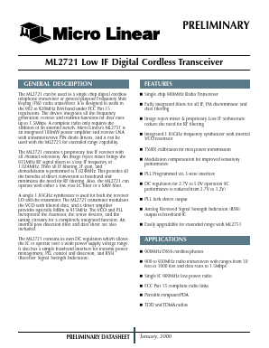 ML2721 Datasheet PDF Micro Linear Corporation