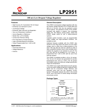 LP2951-02YM-TR Datasheet PDF Microchip Technology