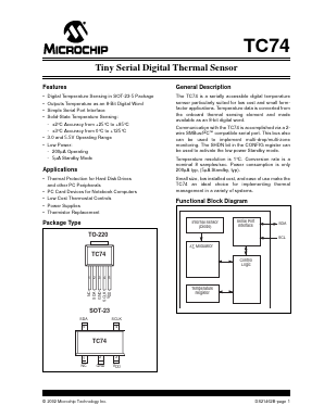 TC74A0-5.0VCT Datasheet PDF Microchip Technology