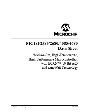PIC18LF4585-I/L Datasheet PDF Microchip Technology