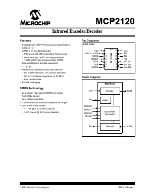 MCP2120-IP Datasheet PDF Microchip Technology