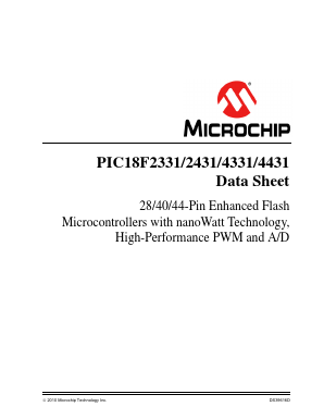 PIC18LF4331-E/PT Datasheet PDF Microchip Technology