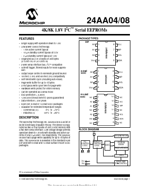 24AA08/P Datasheet PDF Microchip Technology