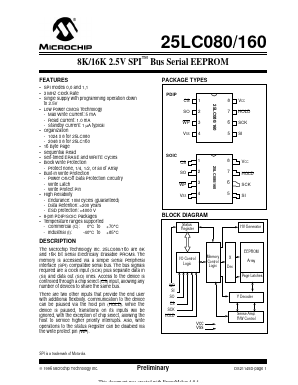 25LC160T-/P Datasheet PDF Microchip Technology