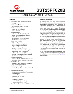 SST25PF020B-80-4C-Q3AE Datasheet PDF Microchip Technology