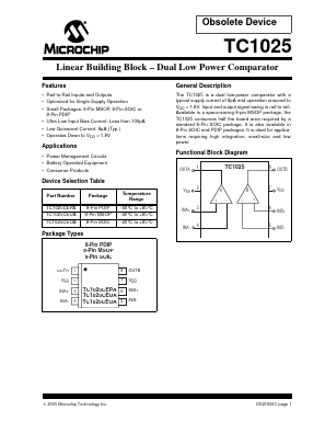 TC1025 Datasheet PDF Microchip Technology