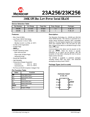 23A256T-E/ST Datasheet PDF Microchip Technology