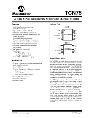 TCN75 Datasheet PDF Microchip Technology