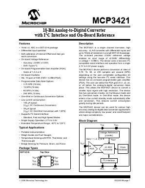 MCP3421A2T-E/OT Datasheet PDF Microchip Technology