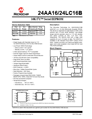 24LC16B Datasheet PDF Microchip Technology