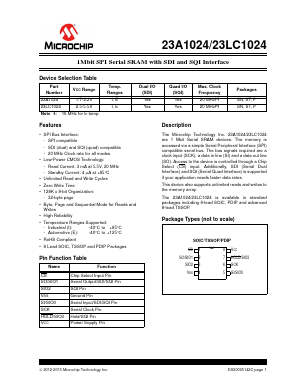 23A1024T-I Datasheet PDF Microchip Technology