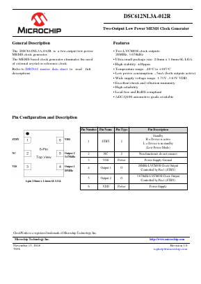 DSC612NL3A-012R Datasheet PDF Microchip Technology