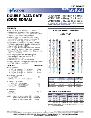 MT46V32M4-1 Datasheet PDF Micron Technology