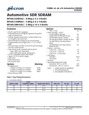 MT48LC8M16A2TG-6ALAITL Datasheet PDF Micron Technology