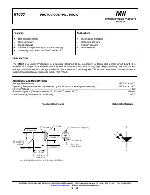 61063 Datasheet PDF Micropac Industries